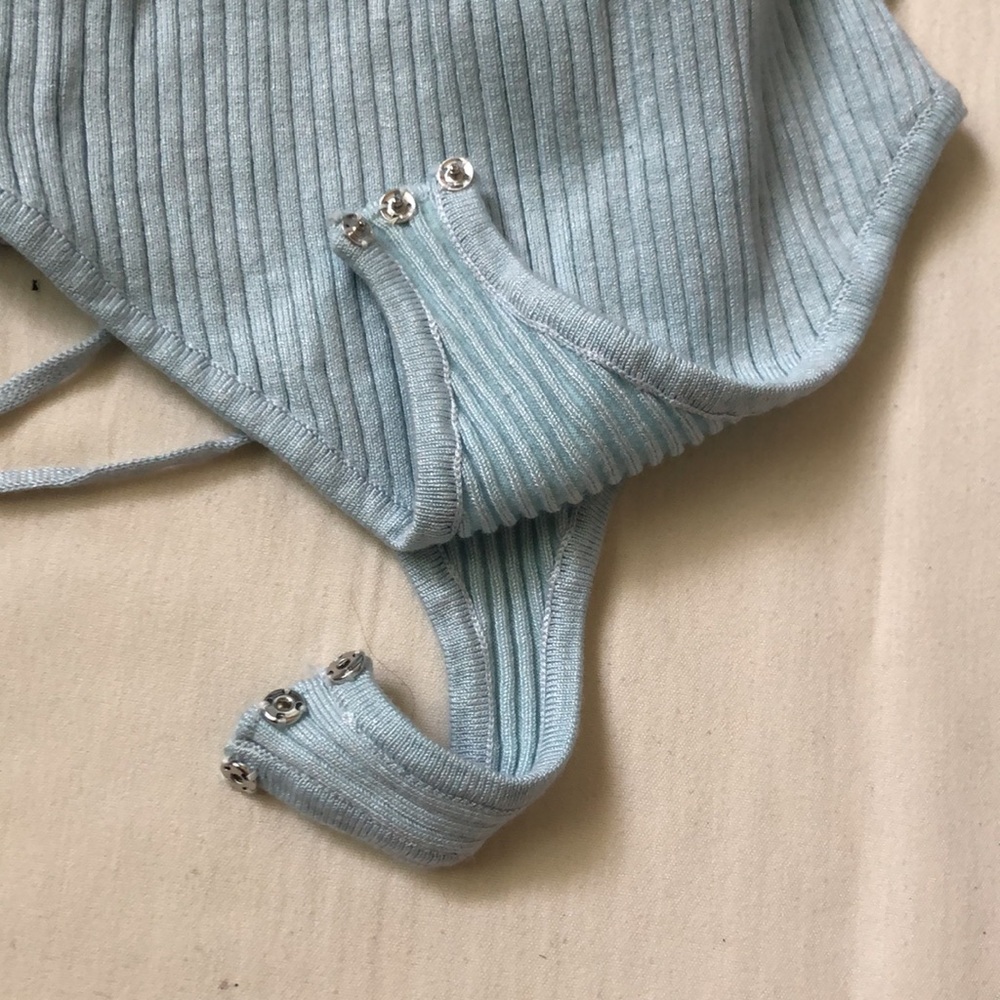 About Us Blue Ribbed Unitard - Picture 4 of 4